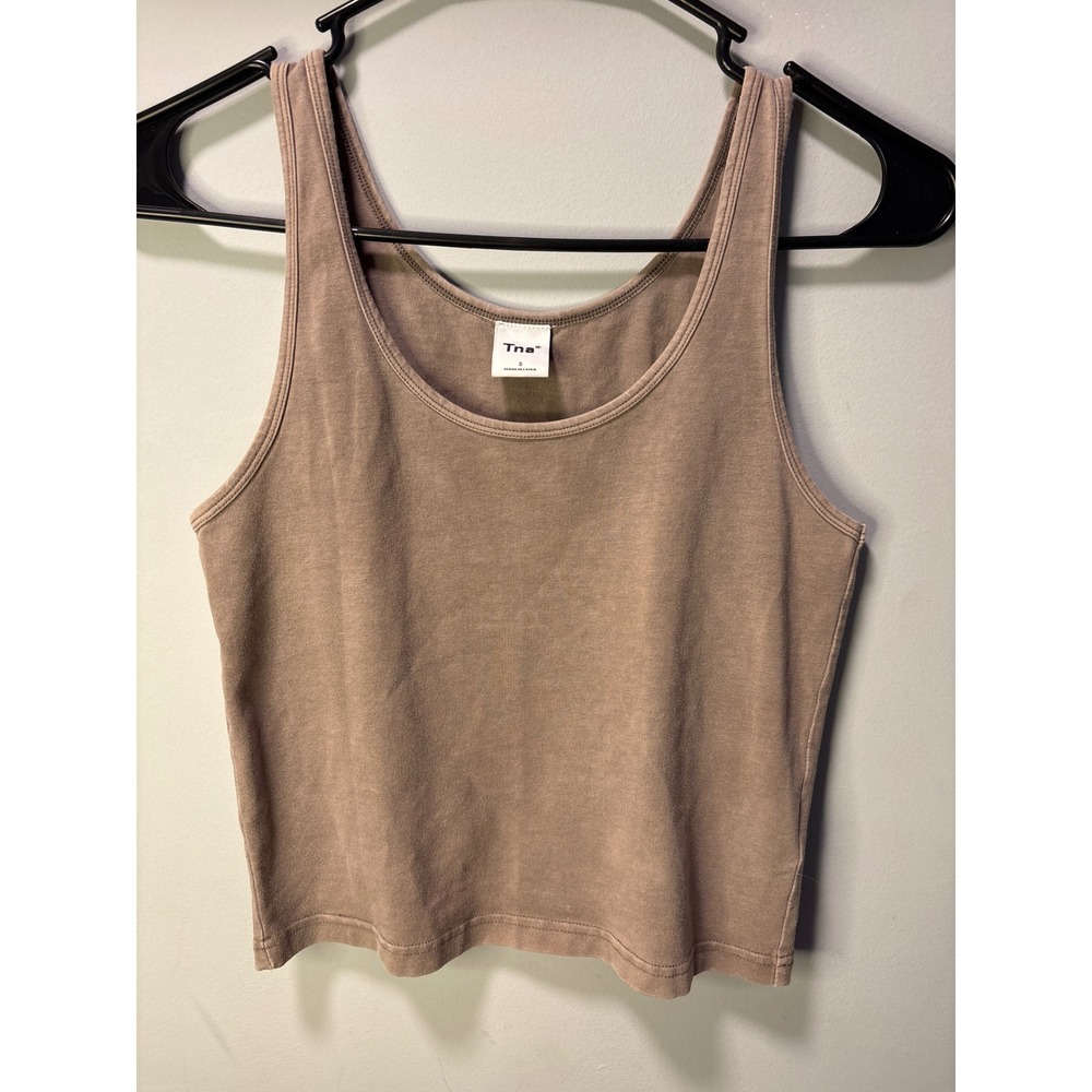 Aritzia Tna Homestretch Cropped Tank Top Taupe Brown Womens Small Elevated Basic - Picture 2 of 6